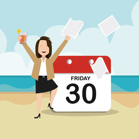 Weekend design over beachscape background, vector illustration.のイラスト素材