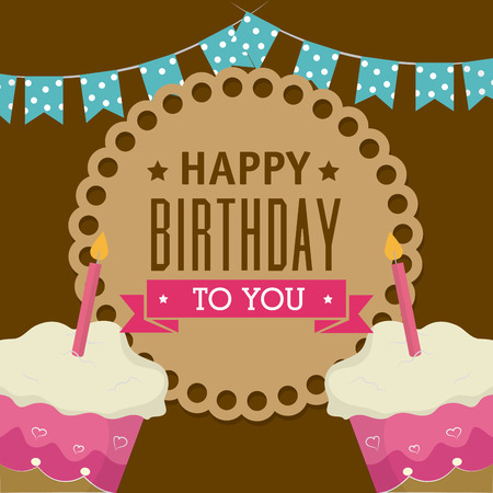Happy birthday colorful card design, vector illustration.のイラスト素材