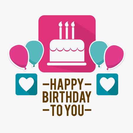 Happy birthday colorful card design, vector illustration.のイラスト素材