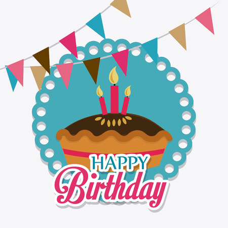 Happy birthday colorful card design, vector illustration.のイラスト素材