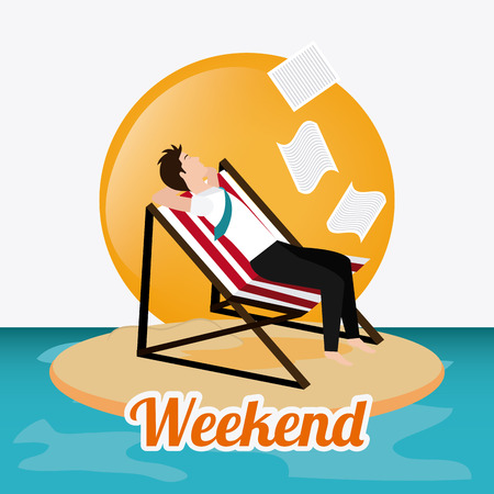 Weekend design over landscape background, vector illustration.のイラスト素材