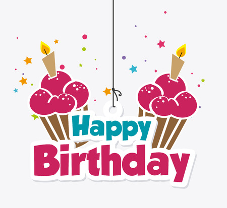 Happy birthday colorful card design, vector illustration.のイラスト素材