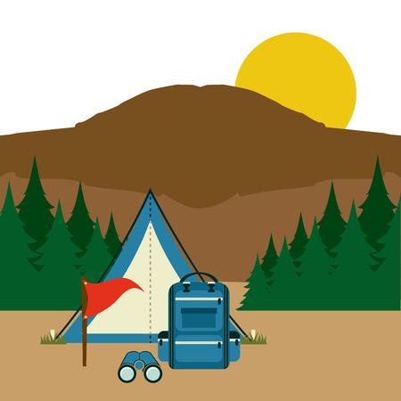 Camping Design over landscape background, vector illustrationのイラスト素材