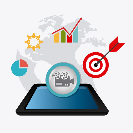 Digital and social marketing strategies, vector illustration  のイラスト素材