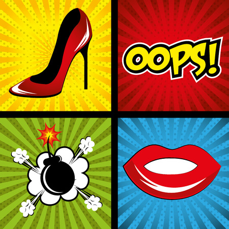 Womens in pop art cartoons graphics, vector illustration eps 10のイラスト素材