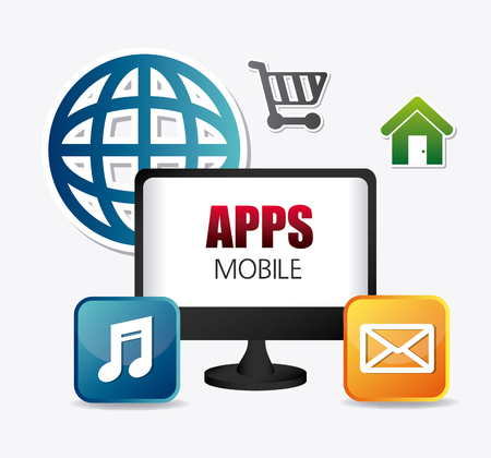 Mobile applications and multimeida technology design, vector illustration.のイラスト素材