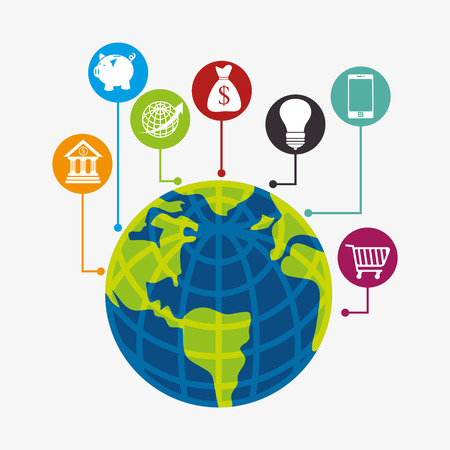 Business,money and global economy with colorful icons, vector illustration eps 10のイラスト素材