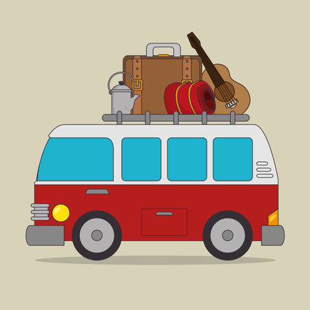 Camping vacation and travel cartoon design, vector illustration.のイラスト素材