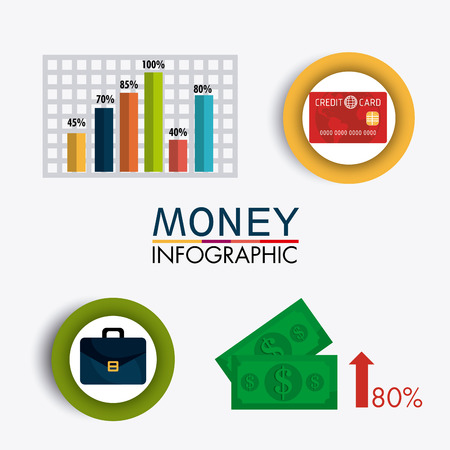 Business growth and money savings statistics design, vector illustrationのイラスト素材
