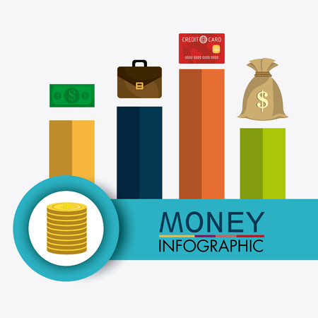 Business growth and money savings statistics design, vector illustrationのイラスト素材