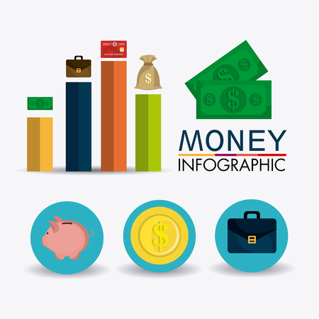 Business growth and money savings infographics design, vector illustrationのイラスト素材