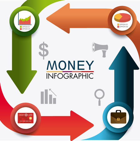 Business growth and money savings infographics design, vector illustrationのイラスト素材