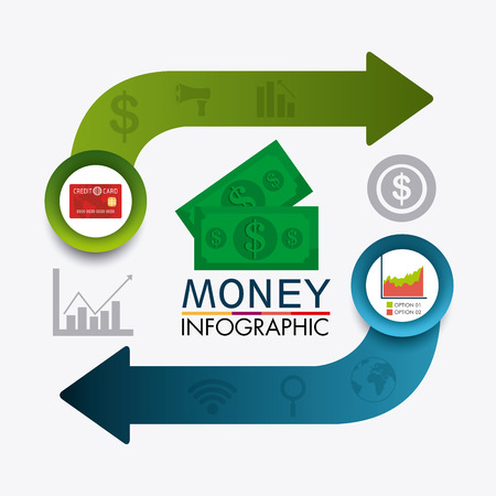 Business growth and money savings infographics design, vector illustrationのイラスト素材