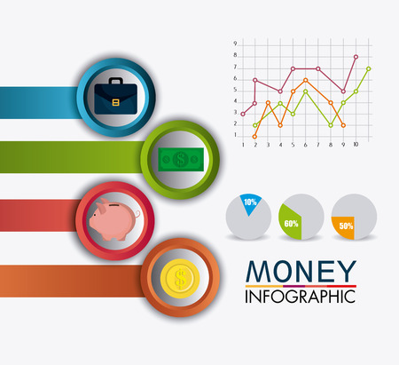 Business growth and money savings infographics design, vector illustrationのイラスト素材