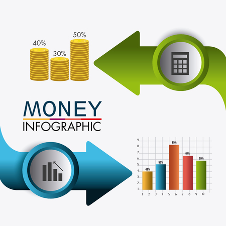 Business growth and money savings infographics design, vector illustrationのイラスト素材