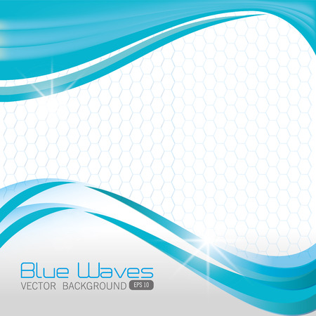 Blue and white waves colorful background design, vector illustration.のイラスト素材