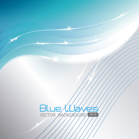 Blue and white waves colorful background design, vector illustration.のイラスト素材