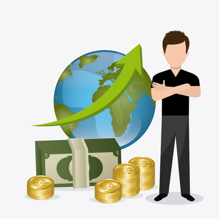 Global economy, money and business design, vector illustrationのイラスト素材