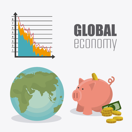 Global economy, money and business design, vector illustrationのイラスト素材