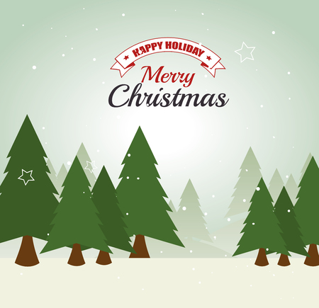 Merry christmas decorative stuffs and pine tree design, vector illustration eps 10.のイラスト素材