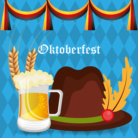 Germany culture and oktober festival holiday, vector illustration.のイラスト素材