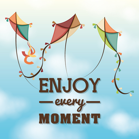 Kite childhood games cartoon design, vector illustration.のイラスト素材