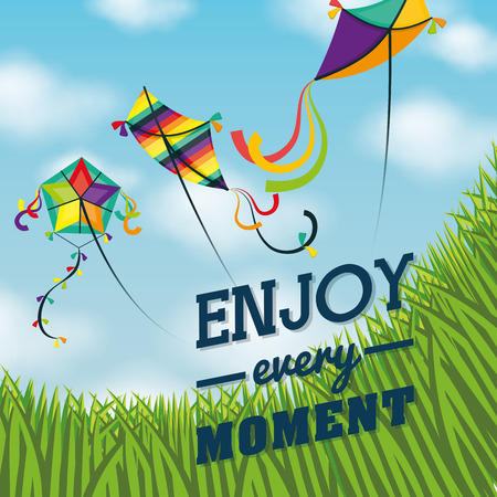 Kite childhood games cartoon design, vector illustration.のイラスト素材