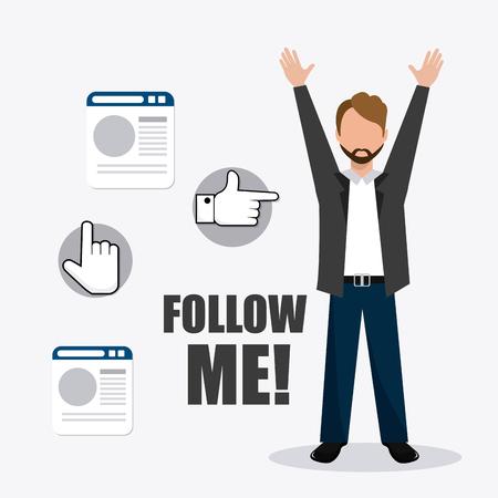 Follow me social and business theme design, vector illustration.のイラスト素材