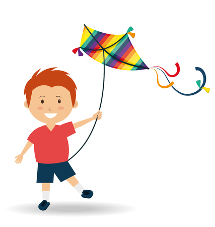 Kite childhood games cartoon design, vector illustration.のイラスト素材