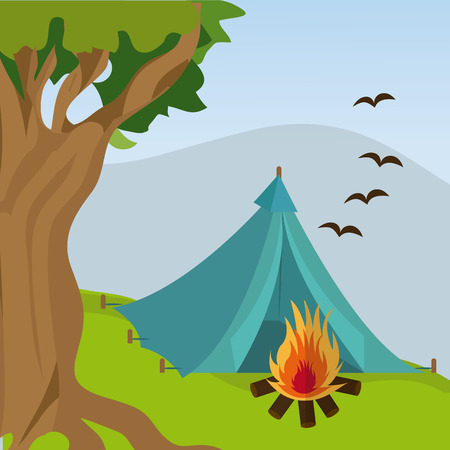Camping travel and vacations, vector illustration eps10.のイラスト素材