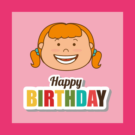 Happy birthday colorful card design, vector illustration.のイラスト素材