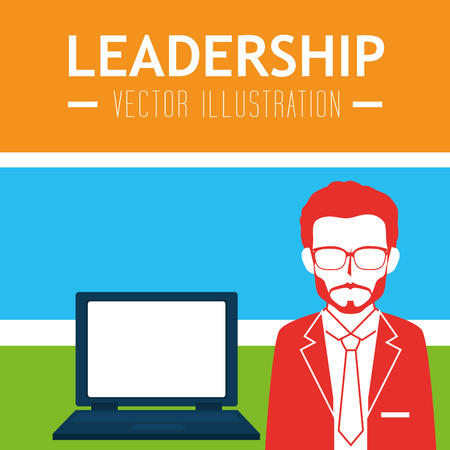 Leadership business entrepreneur design over multicolored background, vector illustrationのイラスト素材