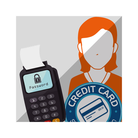 Plastic money and electronic payment design, vector illustration.のイラスト素材