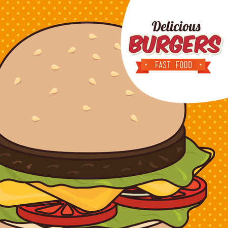 delicious fast food design のイラスト素材