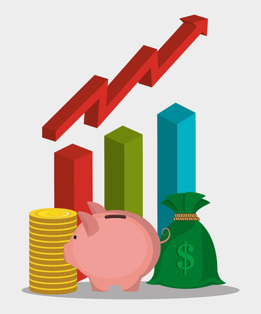 Money and savings design over white background, vector illustrationのイラスト素材