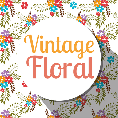 Floral and flowers vintage decorative design, vector illustration.のイラスト素材