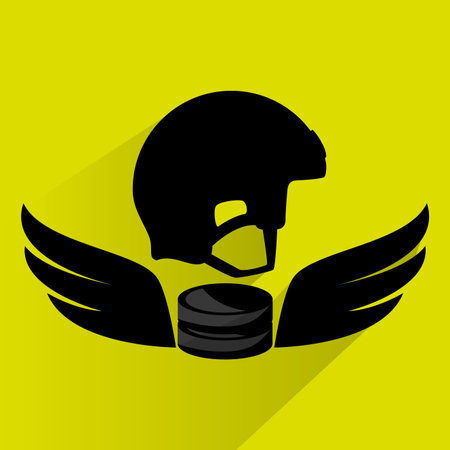 Sport hockey equipment  design over yellow background, vector graphic.のイラスト素材