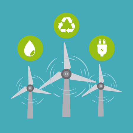 Green energy ecology design over blue background, vector illustration.のイラスト素材