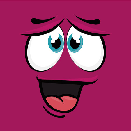 Funny cartoon face  graphic design, vector illustration.のイラスト素材