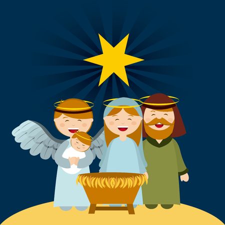 Christmas manger characters design, vector illustration graphicのイラスト素材