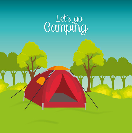 Summer camping and travel theme design, vector illustration.のイラスト素材