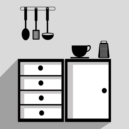 Kitchen utensils and equipment icon design, vector illustration graphic.のイラスト素材