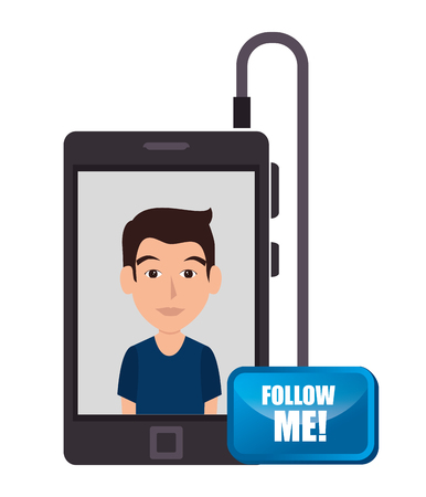 Follow me social trendy graphic design, vector illustrationのイラスト素材