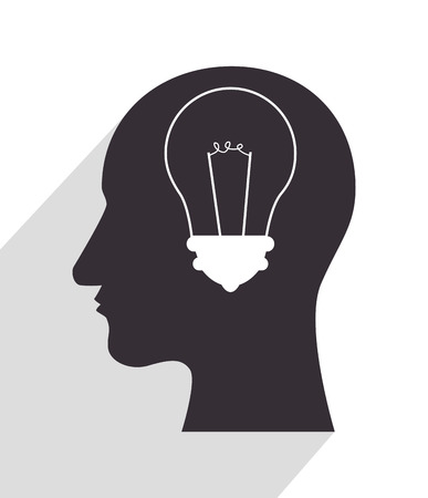 bulb idea in head silhouette graphic design, vector illustrationの写真素材