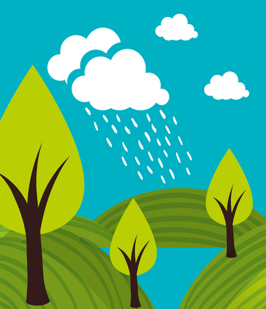 tree and nature ecology graphic design, vector illustrationのイラスト素材