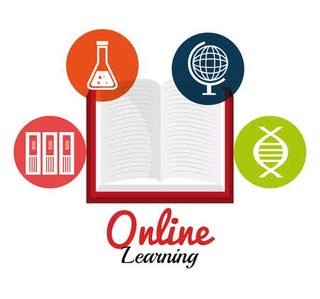 Online learning education graphic design, vector illustration.のイラスト素材