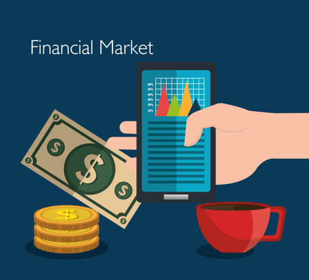Financial market statistics graphic design, vector illustrationのイラスト素材