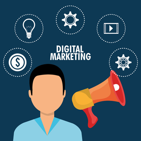 Digital marketing and ecommerce graphic design, vector illustrationのイラスト素材