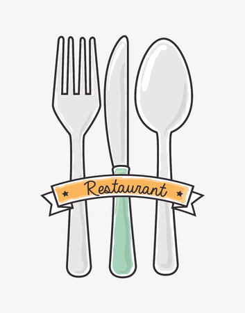 Restaurant and kitchen dishware design with icons, vector illustration graphicのイラスト素材