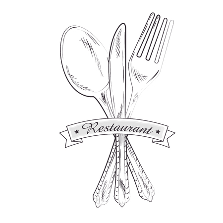 Restaurant and kitchen dishware design with icons, vector illustration graphicのイラスト素材